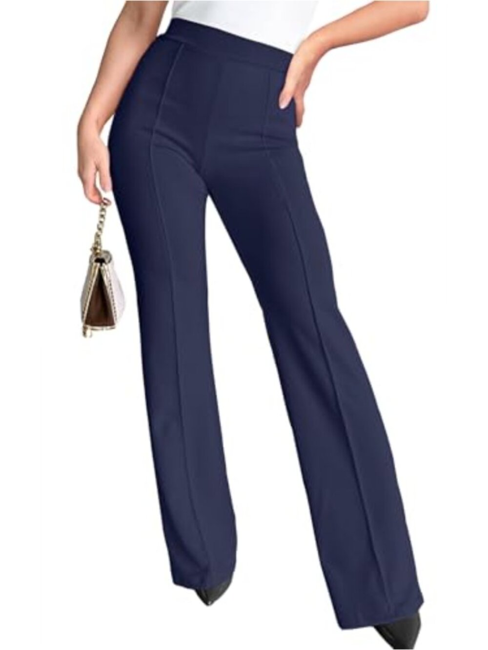 Women's High Waisted Stretch Pull On Dress Pants Wide Leg Yoga Slacks